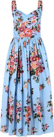 Dolce & Gabbana Floral Dress In Light Blue Cotton