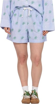 Tommy Hilfiger Korte Broeken, Dames, Blauw, S, Linnen, Swimshop Linen Short