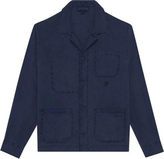Vilebrequin Overhemden, Heren, Blauw, M, Linnen, Corentin Linen Overshirt