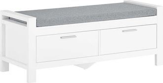 SoBuy Sobuy - 2 Drawers Shoe Bench Shoe Rack Shoe Cabinet Hallway Storage Bench with Seat Cushion,FSR74-W