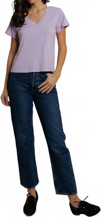 perfectwhitetee Hendrix Cotton Boxy V-Neck Tee In Ultraviolet