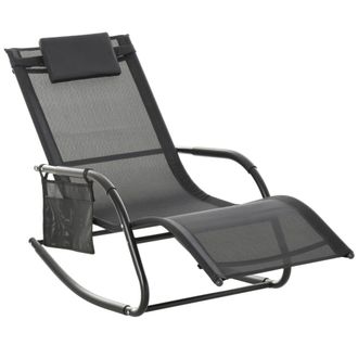 OUTSUNNY Mecedora de exterior 150x62x88 cm negro