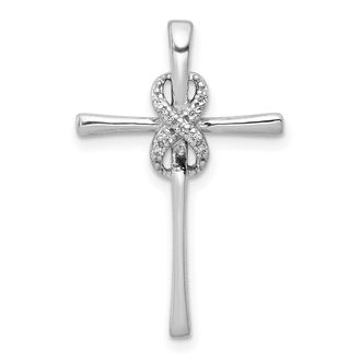 Diamond2Deal 10K White Gold.03ct. Diamond Infinity Cross Chain Slide Pendant