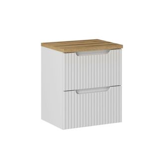 Petits Meubles Mueble bajo lavabo 2 cajones encimera estratificado Blanco marr&oacute;n