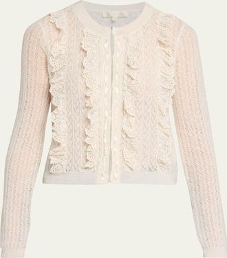 LoveShackFancy Melisse Eyelet Ruffle Cardigan