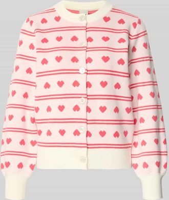 Ichi Regular Fit Cardigan mit Allover-Motiv-Stitching Modell Brielle in Neon Pink, Gr&ouml;&szlig;e XXL