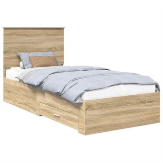 vidaXL Bed Frame Sonoma Oak and Silver 75 x 190 cm Engineered Wood vidaXL