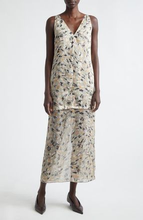 Altuzarra Katrin Abstract Animal Print Maxi Dress in Desert Sage Animal at Nordstrom, Size 14 Us