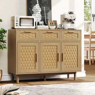 OEM Buffet Bajo - Mueble De Cocina - 3 Puertas - 3 Cajones - Marr&oacute;n 107x40x80 Cm