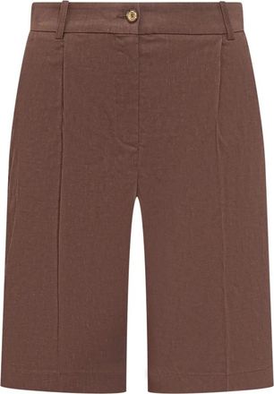 Pinko Bermuda Shorts met geperste plooidetails - Dames - Korte Broeken - Bruin - L - Katoen - Korte Broeken