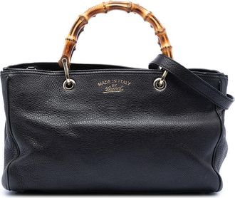Gucci Pre-owned Gucci Medium Calfskin Bamboo Shopper Satchel 323660 001998