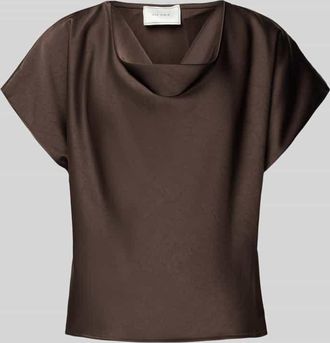 Neo Noir Neo Noir Blusenshirt aus Satin mit Wasserfall-Ausschnitt Modell Annabeth in Dunkelbraun, Größe 34