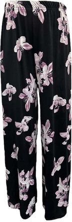 Generic MMK Womens Wide Leg Elastic Waist Palazzo Trousers - Ladies Printed Full Length Summer Palazzo Pants (Pink Lilly, 12-14)