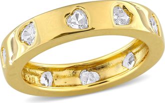 Mimi & Max 1 1/2ct TGW Created White Sapphire Heart Eternity Ring Yellow Silver