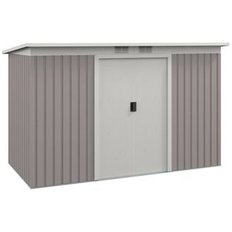 OUTSUNNY 9 x 4FT Outdoor Metal Frame Garden Storage Shed w/ 2 Door - Light Grey | TJ Hughes