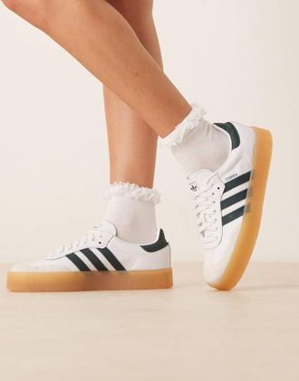 adidas Originals Sambae - Sneakers bianche e verde scuro-Bianco