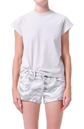 A Gold E Long Line Bryce Cap Sleeve T-Shirt in Bone Lt Wsh Greyish White at Nordstrom, Size X-Large