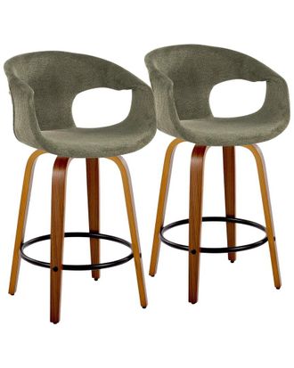 LumiSource LumiSource Set of 2 Curva 26in Mid-Century Modern Fixed-Height Counter Swivel Stools with Footrest
