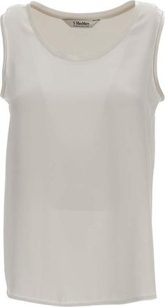 Max Mara White Solid Scoop Neck Top
