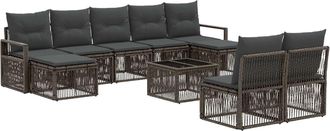 vidaXL Conjunto De Sof&aacute;s De Jard&iacute;n 10 Uds. Gris Rat&aacute;n Sint&eacute;tico Vidaxl