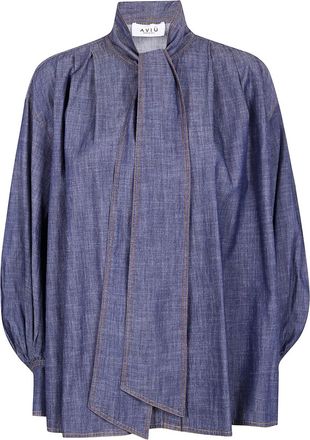 Aviù Top con maniche a palloncino - Blu