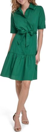 Calvin Klein Short Sleeve Cotton Shirtdress in Meadow at Nordstrom Rack, Size 14