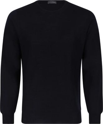 Drumohr Trui met ronde hals - Heren - Ronde hals truien - Blauw - L - Wol - Truien & Vesten