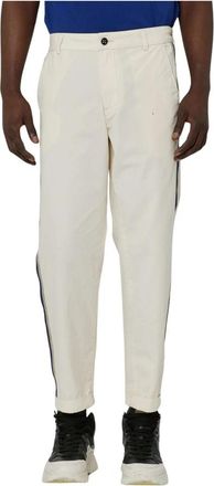 John Richmond Slim Fit Broek met Zijstrepen - Heren - Straight fit broeken - Wit - XS - Katoen - Broeken