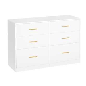 Vasagle C&oacute;moda de dormitorio con 6 cajones de color blanco