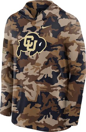 Nike Colorado 2026 Military Appreciation Nike Mens Dri-FIT College Long-Sleeve Hooded Top in Brown | IV7785-270