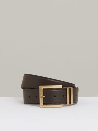 Reiss Womens Brown Leather Square Buckle Belt, Size: M