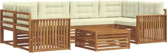 vidaXL Conjunto De Sof&aacute;s De Exterior 7 Uds. Natural Y Crema Vidaxl