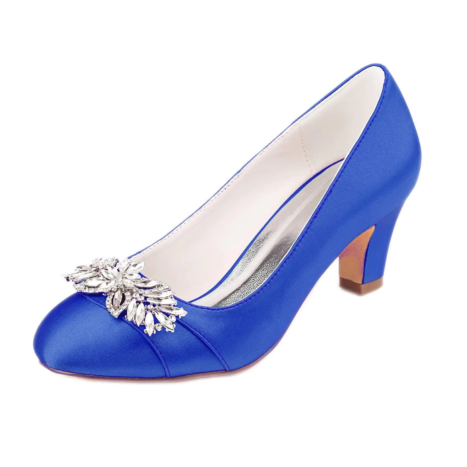 Emily Bridalwear Wedding Shoes Womens Silk Like Satin Chunky Heel