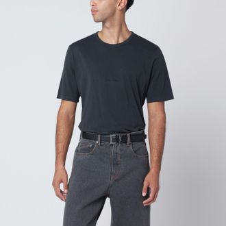 Saint Laurent T-shirt nera slavata in cotone