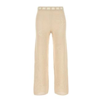 Bode Wide Trousers, female, Beige, Size: XS Crochet-detail Trousers