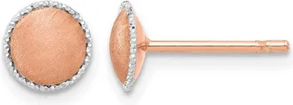 Diamond2Deal 14K Gold with White Gold Accent Brushed Stud Earrings