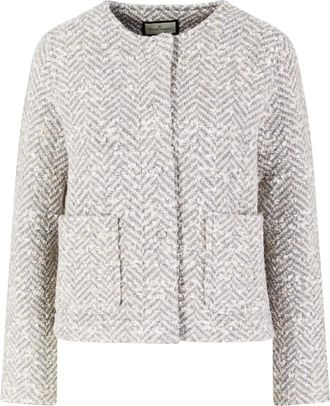 Windsor Grijze wollen jas met ronde hals - Dames - Zomerjassen - Grijs - L - Wol - Jassen