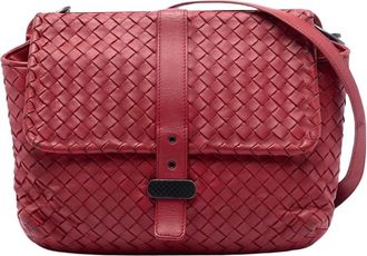 Bottega Veneta Pre-owned Vintage Woven Leather Crossbody Bag - Dames - Vintage Schoudertas - Rood - ONE Size - Leer - Vintage