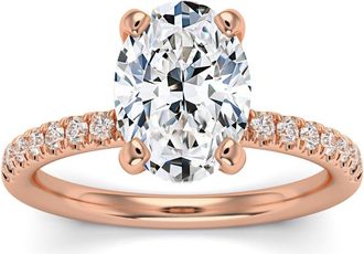 Pompeii3 3 1/2Ct Oval Diamond Engagement Ring Lab Grown in 14k White, Yellow or Rose Gold