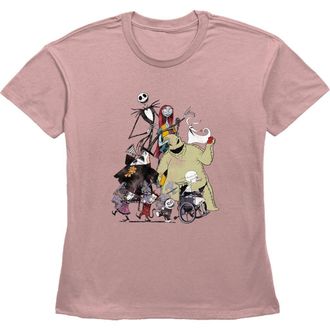 The Nightmare Before Christmas Womens The Nightmare Before Christmas Group Character Shot Graphic T-Shirt in Desert Pink at Nordstrom, Size Xx-Large