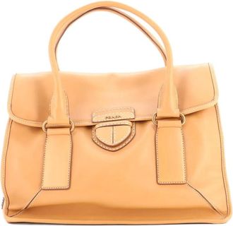 Prada Pushlock Flap Leather Large tote bag - Beige