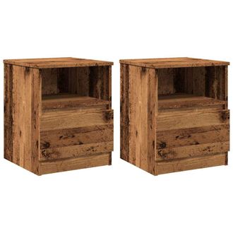 vidaXL Vidaxl - Mesitas De Noche 2 Uds Madera Ingenier&iacute;a Envejecida 40x40x50 Cm