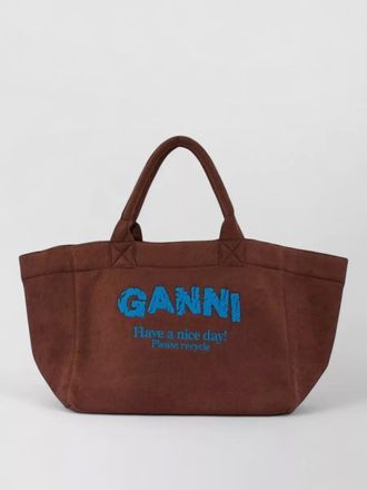 Ganni large resort cotton beach tote bag