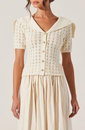 ASTR the Label Analissa Short Sleeve Cardigan in Cream at Nordstrom Rack, Size Small
