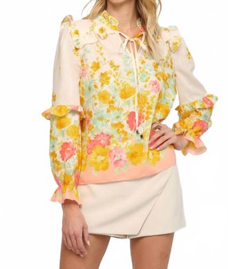 Fate Floral Whimsy Ruffle Blouse In Yellow