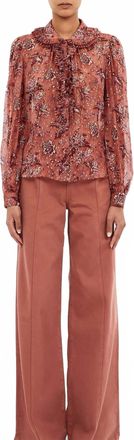 Ulla Johnson Nina Ruffle Blouse In Oleander