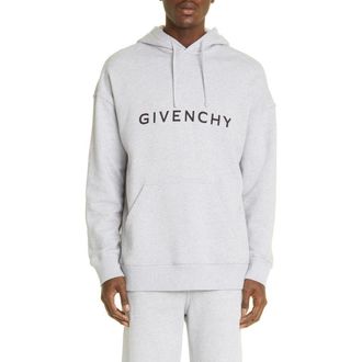 Givenchy Slim Fit Logo Graphic Hoodie in Light Grey Melange at Nordstrom, Size Small