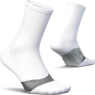 Feetures Elite Light Cushion Mini Crew Sock Sport Sock with Targeted Compression in Slate White at Nordstrom, Size Medium