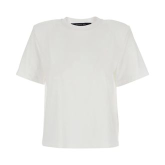 Federica Tosi T-Shirts, female, White, Size: L Crewneck T-shirt with Shoulder Pads