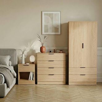 Home Discount Vida Designs Trega 3Pc Bedroom Set(1Dr Bedside, 4DrChest & Wardrobe) in Brown